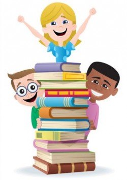 Children with books vector design 01