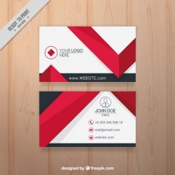 Flat business card with red elements