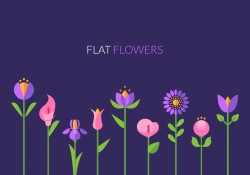 Flat Flowers Greeting Card Vector