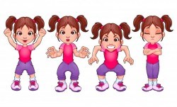 Four poses of the same girl in different expressions vector cartoon isolated characters