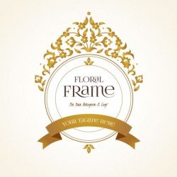 Golden floral decor with vintage frame vector 05