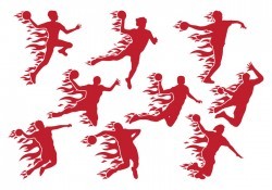 Handball Shoot with Fire Vectors