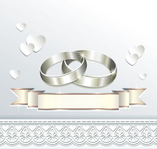 Lace wedding greeting cards with ribbon vector