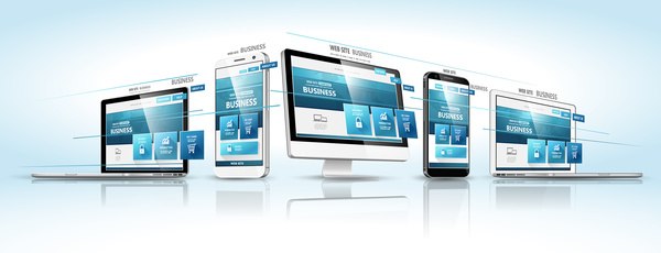 Laptop with monitor and tablet display template vector 04