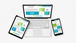 Laptop with monitor and tablet display template vector 07