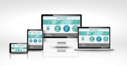 Laptop with monitor and tablet display template vector 08