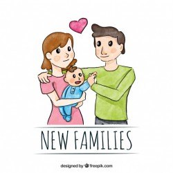 Lovely family watercolor background with a baby