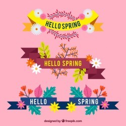 Pack of three spring ribbons in flat design