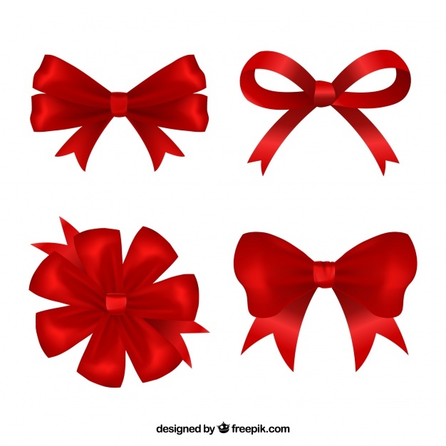 Realistic collection of red bows