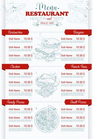 Restaurant price menu vintage vector 07