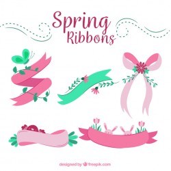 Set of five decorative spring ribbons