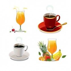 Tea and juice drank vector illustration