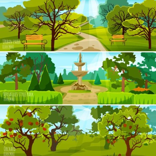 urban park landscapes vector material 01