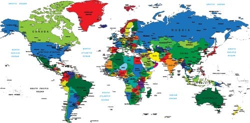 Vector colored world maps template 01
