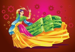 Vector Design of Woman Playing Garba Dance