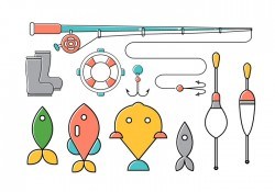 Vector Set of Fishing Tools
