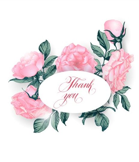 Vintage card with pink flower vector 02