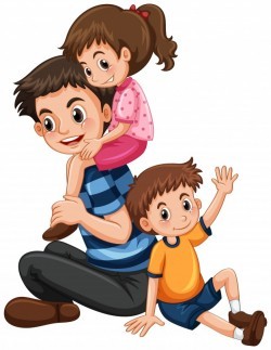 Father with daughter and son