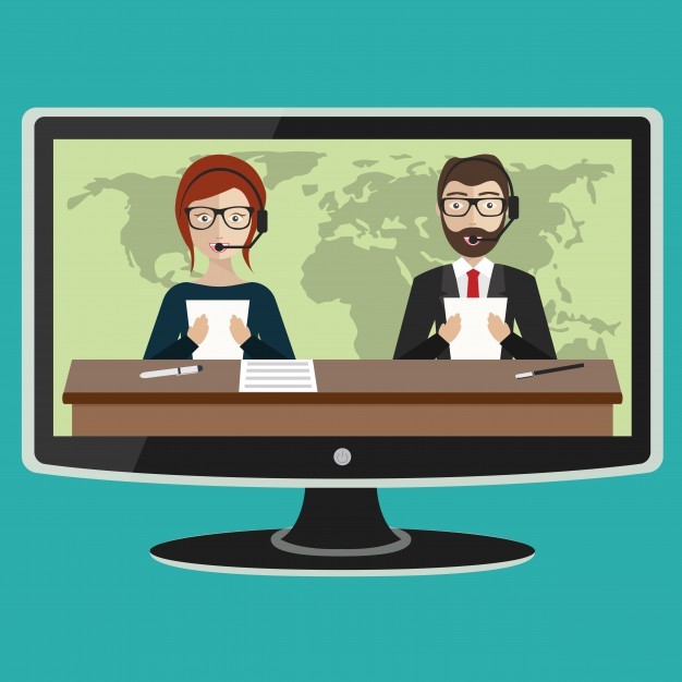 News reporters on television screen Vector