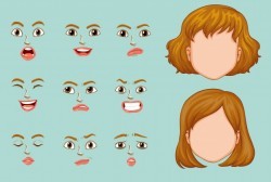 Woman faces with different expressions