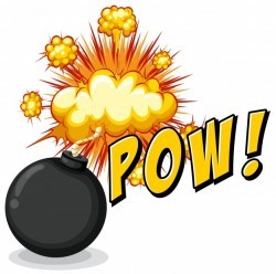 Word pow with bomb explosive