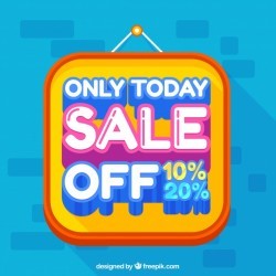 Background with sale poster in flat design