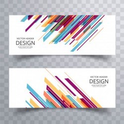 Banner design with colorful stripes