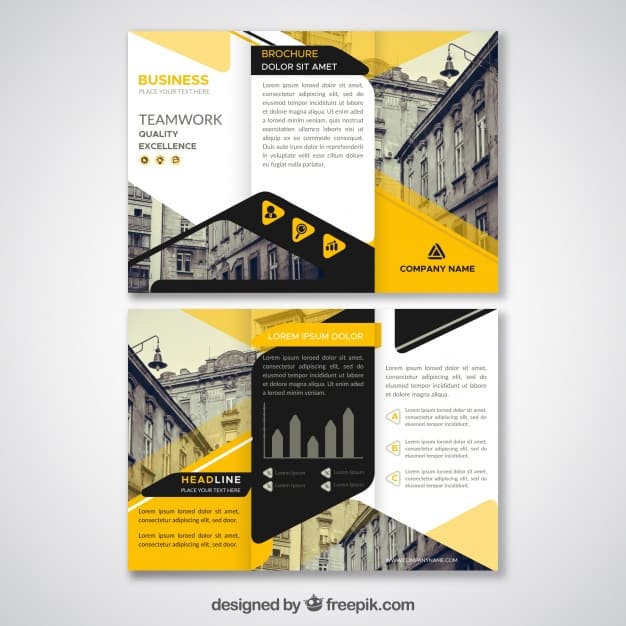Black and yellow abstract triptych template
