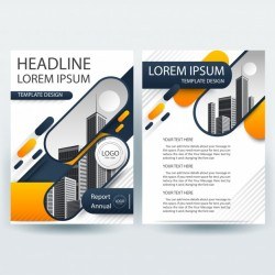Business brochure template with Orange and Blue Geometric shapes