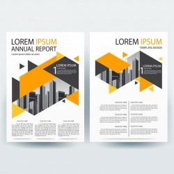 Business brochure template with Orange and Gray Geometric shapes