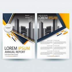 Business brochure template with Orange Geometric shapes