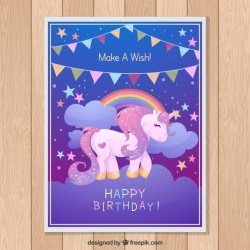 Card with unicorn and garland