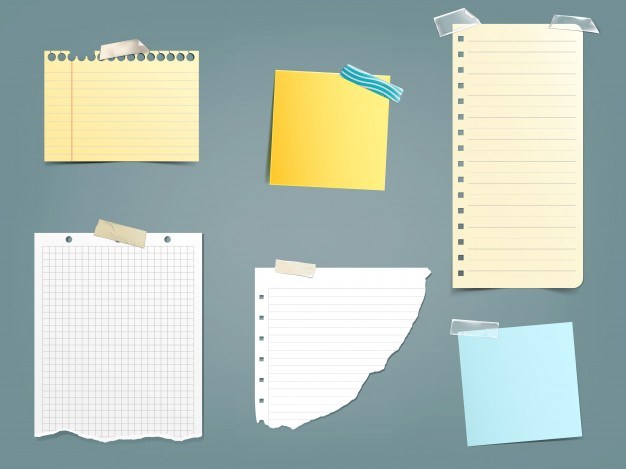 Collection of vector illustrations different paper notes