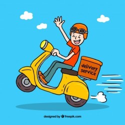 Hand drawn smiley deliveryman