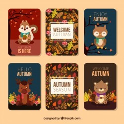 Lovely autumn cards with animals