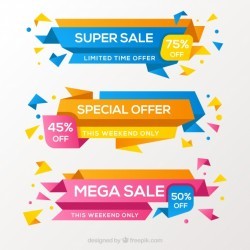 Pack of three abstract colorful sale banners
