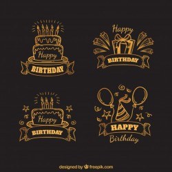 Retro birthday sticker sketches pack