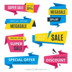 Set of four abstract discount banners
