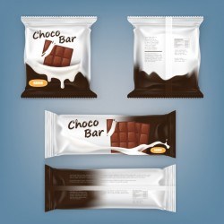 Set of vector illustrations of packing for chocolate bars