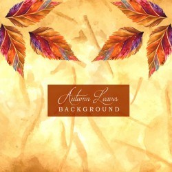 Autumn Backgrounds with Watercolor Orange, Yellow and Green Leaves