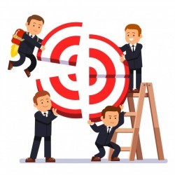 Businessman team building aim