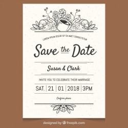 Elegant wedding invitation with hand drawn style