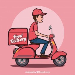 Hand drawn food delivery man