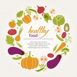 Round frame of fresh juicy vegetables