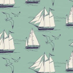 The yacht sail the ocean. Seamless pattern