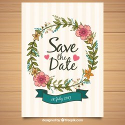 Wedding invitation with floral frame