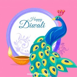 Background of happy diwali with peacock