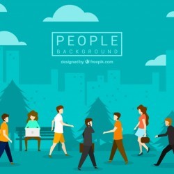 Background of people walking in flat design