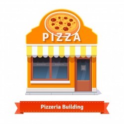 Bakery shop building facade with signboard
