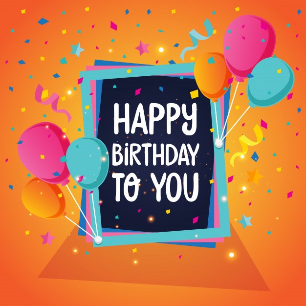 Balloon Theme Happy Birthday Card Illustration